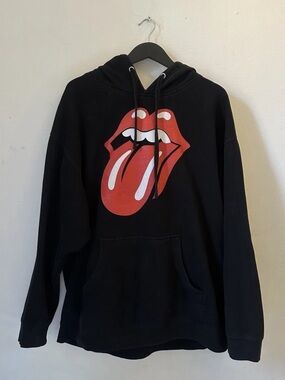 Rolling Stones Hoodie Mens 2XL Black Tongue Logo No Filter Tour Pullover Band